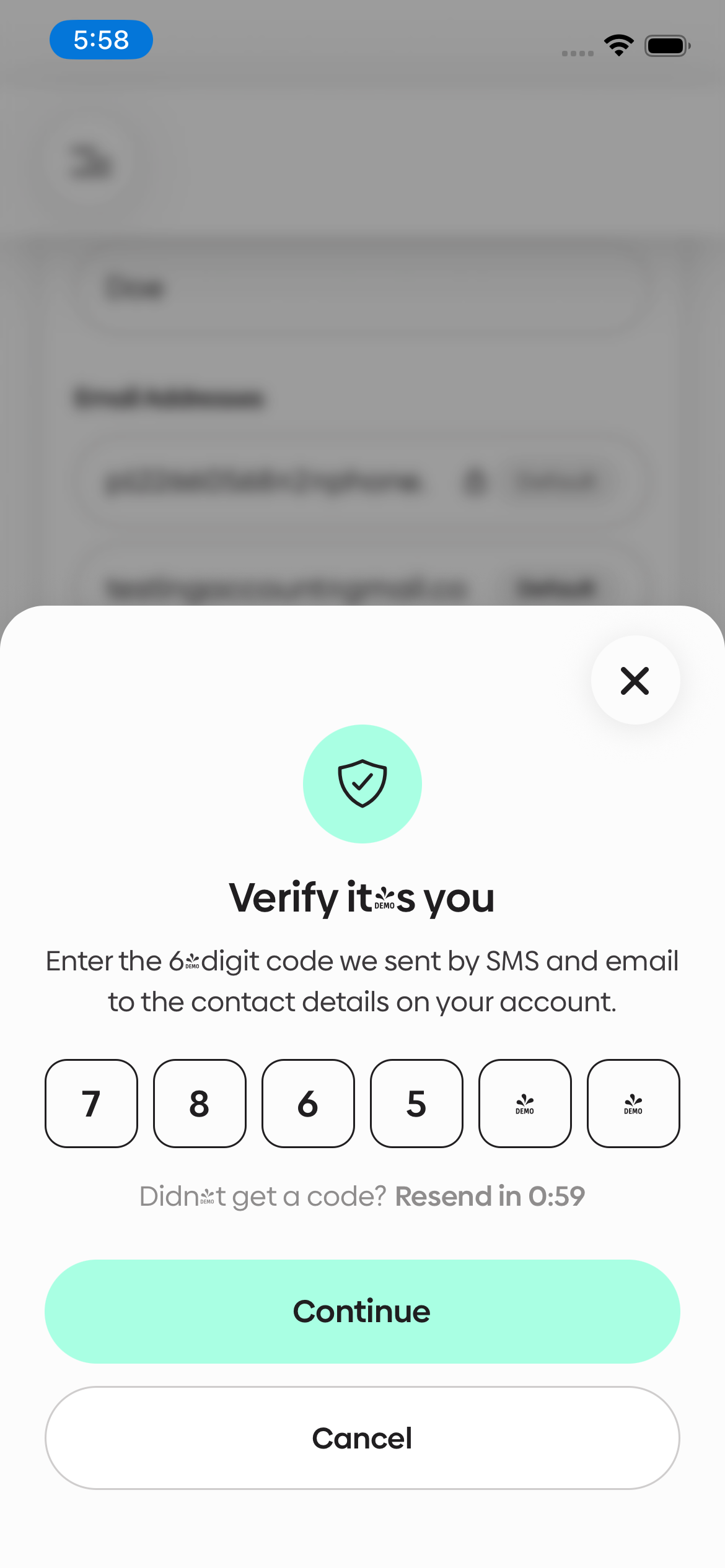Hopn Passenger app identity verification screen